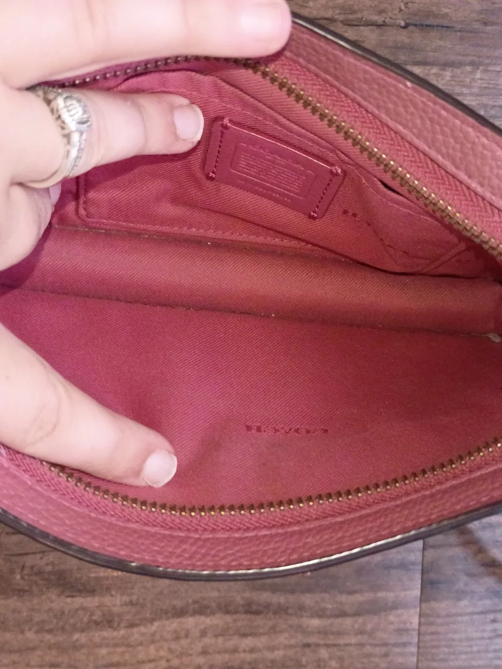 Coach Two-Toned Pink Pebbled Leather Crossbody Wallet